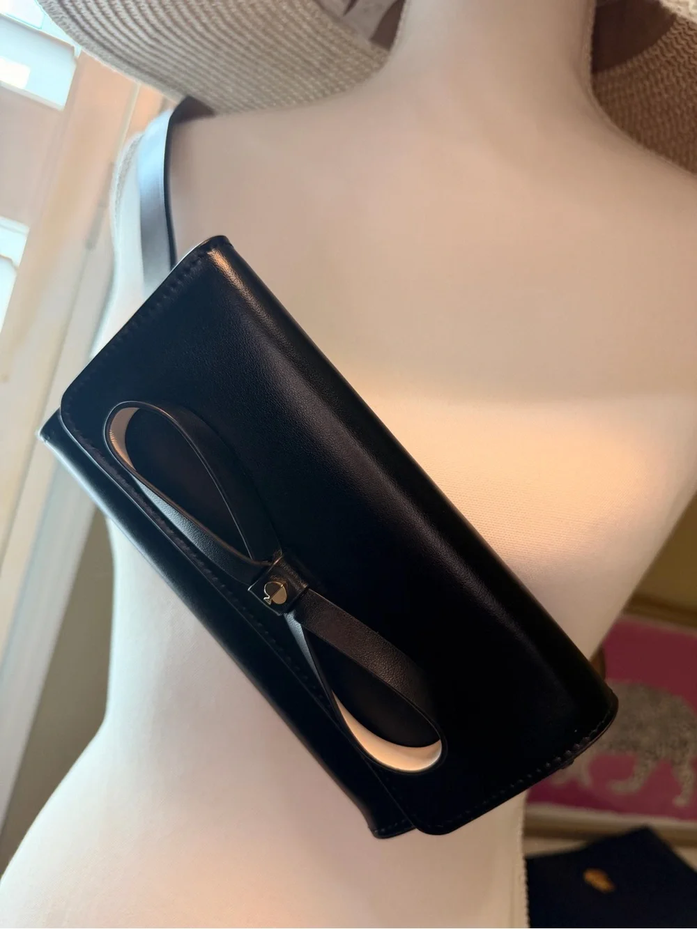 kate spade Black Leather Mini Belt Bag with Bow Accent